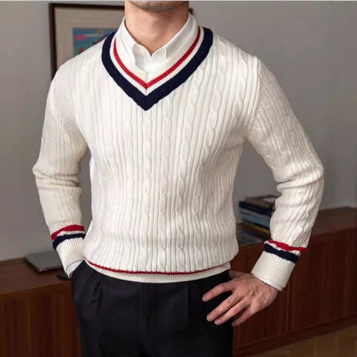 Collegiate V-Neck Sweater